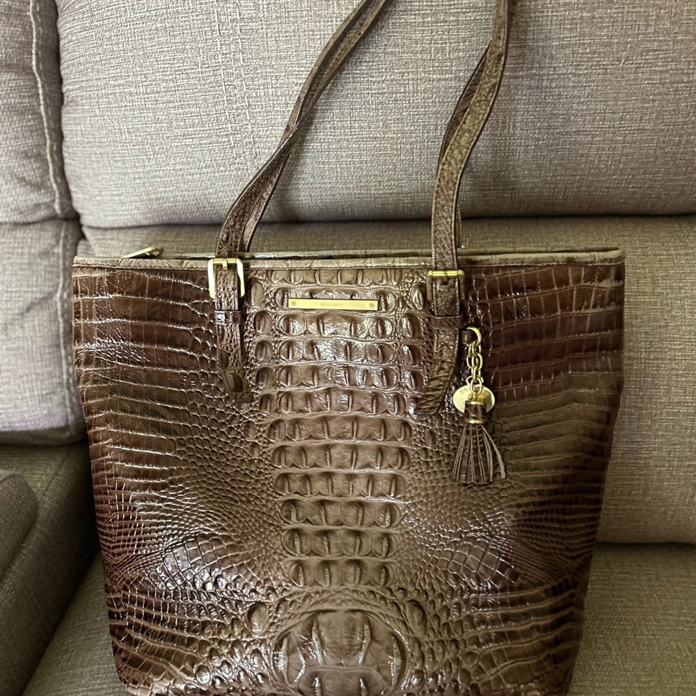 Brahmin Brown Croc-Embossed Tote